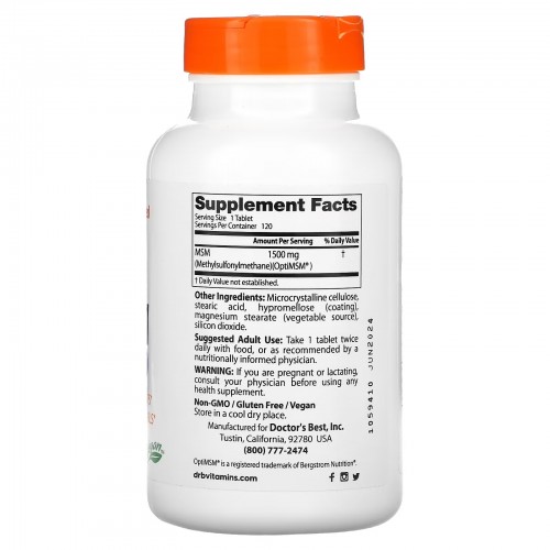 Doctor's Best, МСМ с OptiMSM, 1500 мг, 120 таблеток